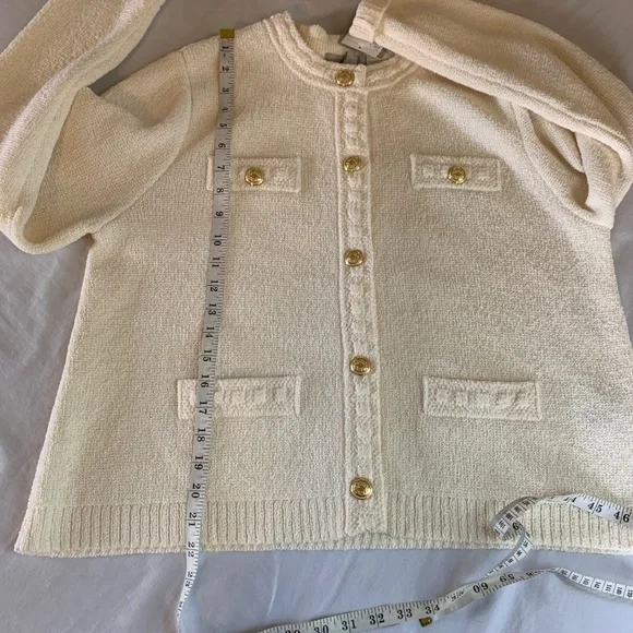 NWT H&M Cream Knit Cardigan Gold Buttons Size L - Picture 9 of 9